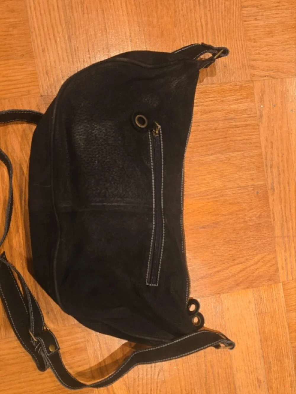 Black Crossbody Bag with White Embellished Accents